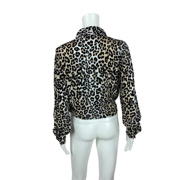 Style Envy Leopard Shirt Women's Medium Tie Hem Button Down Blouse Top - Picture 7 of 9